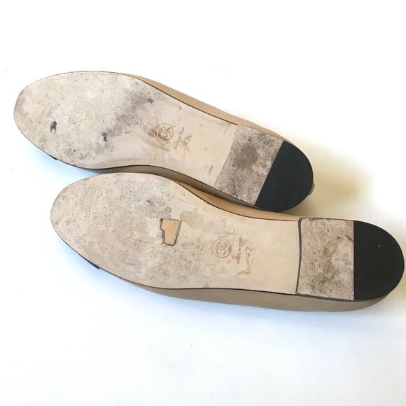 Chanel Cap Toe Ballet Flats Womens 42 11 Black Beige Nude Leather CC Logo Shoes - Picture 11 of 13